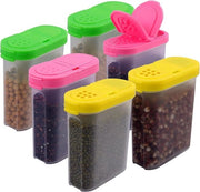 6 scatole di riserva, 250 ml scatole di polvere, scatole di erbe, scatole di conservazione con spargitore pratico, contenitori di erbe, scatole di conservazione per la cucina (giallo, rosa, verde, 3 colori)