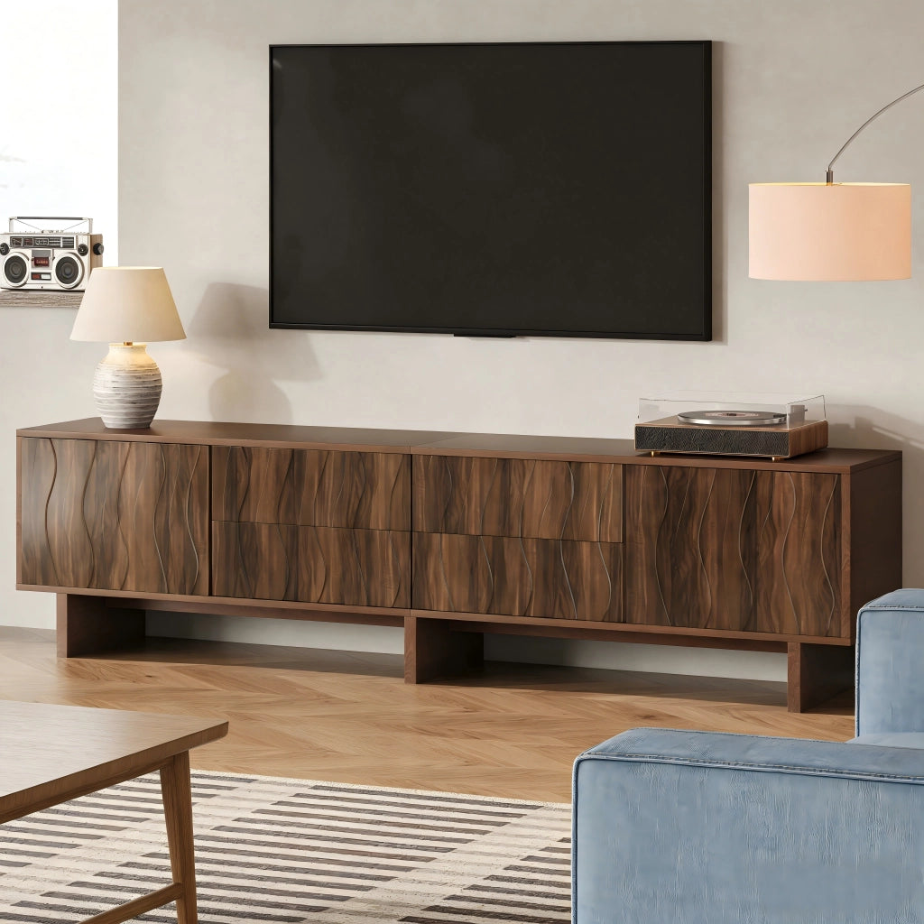 Mobile TV con Cassetti e Ante ¨C Xylo ¨C Noce, 180x40x56 cm, fino a 75 Pollici