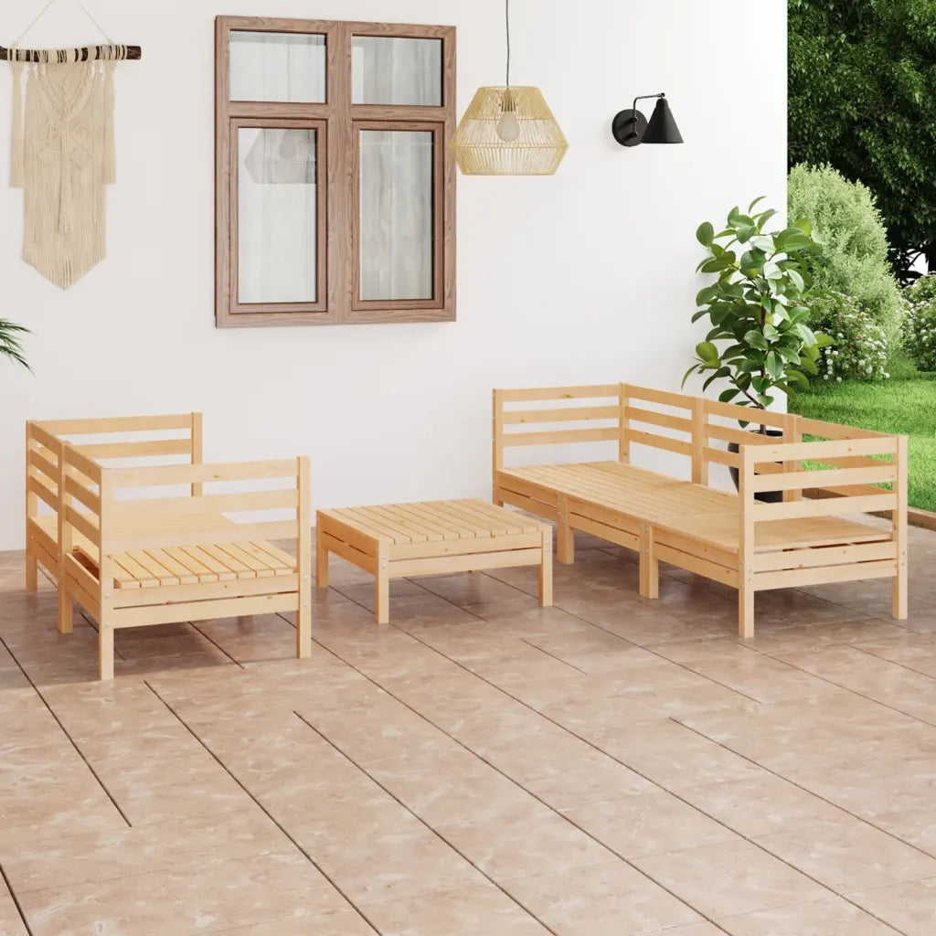 Set Divani da Giardino 6 pz in Legno Massello di Pino cod mxl 44271