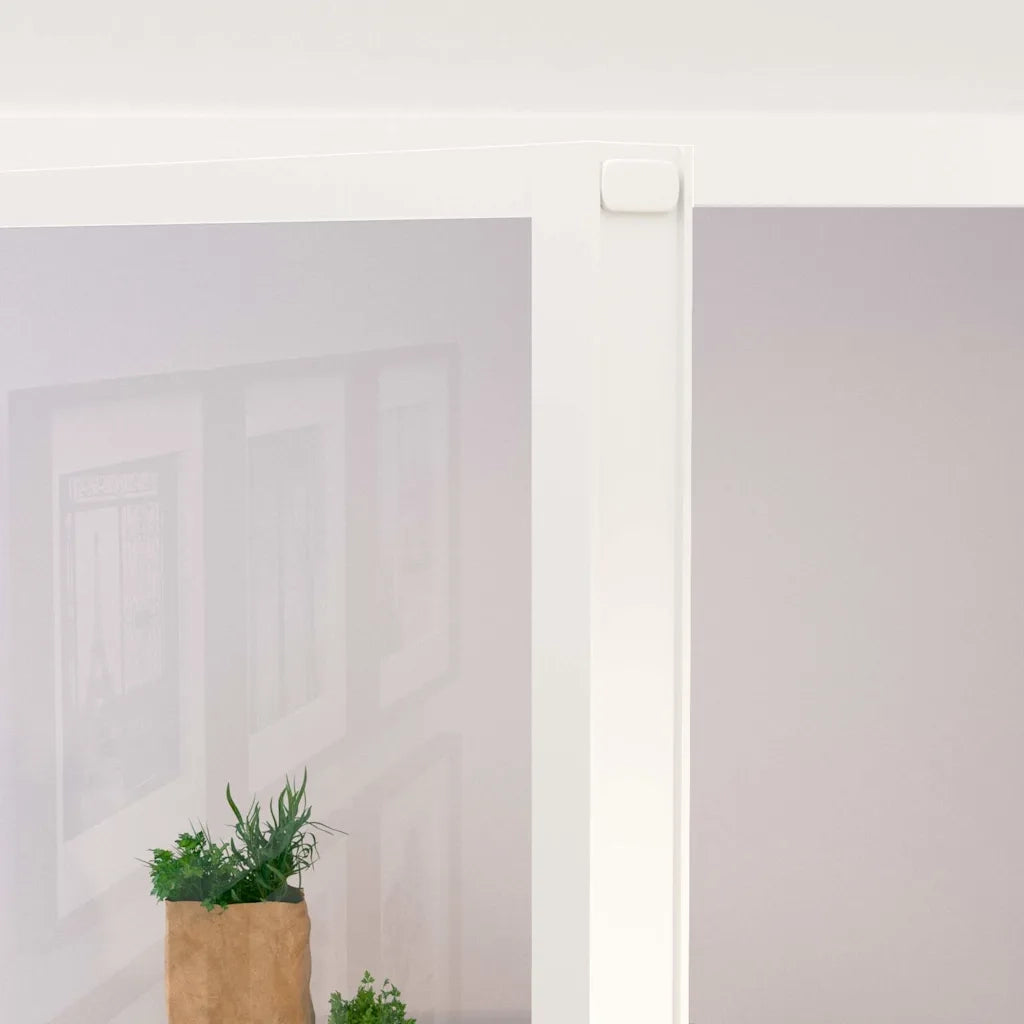 Porta Interna Bianca 93x201,5 cm Vetro Temperato Alluminio Slim 153668