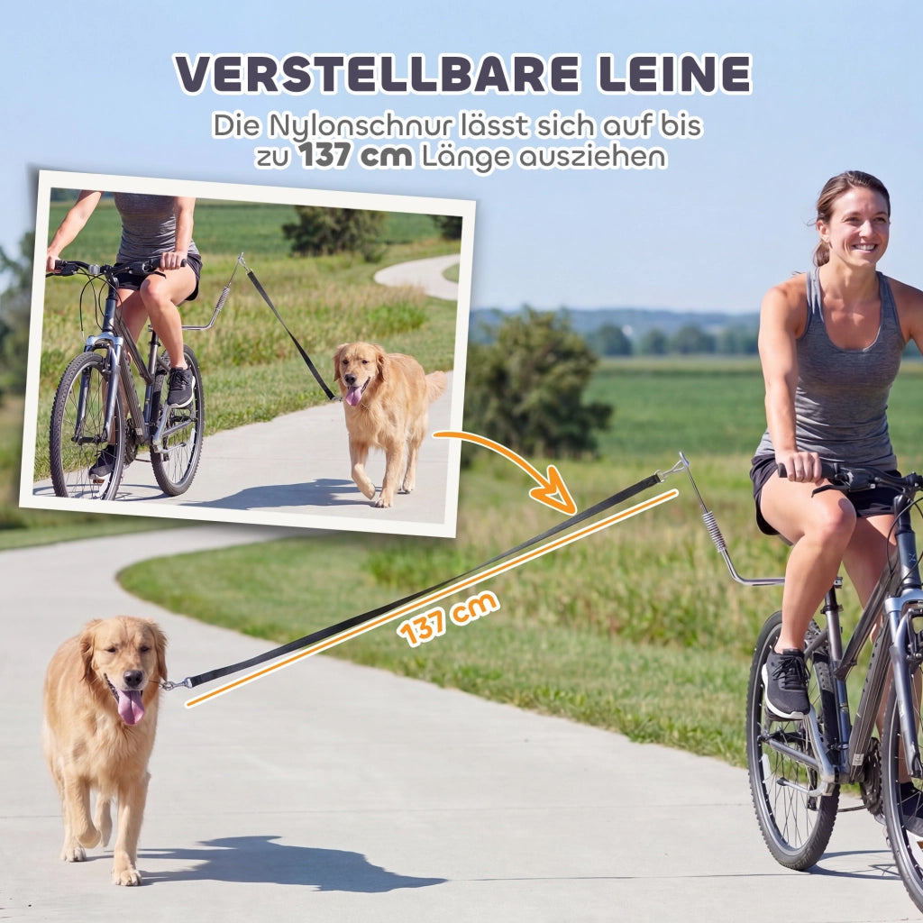 Guinzaglio Bicicletta Cane Regolabile con Ammortizzatori ¨C Zephmum ¨C Argento e Nero