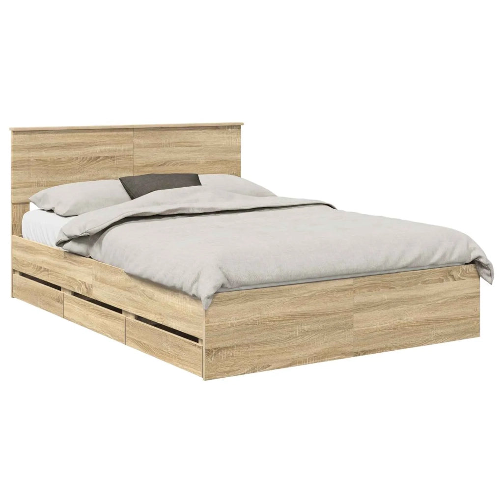 Struttura del letto con cassetto Rovere Sonoma 140 x 190 cm 3407979
