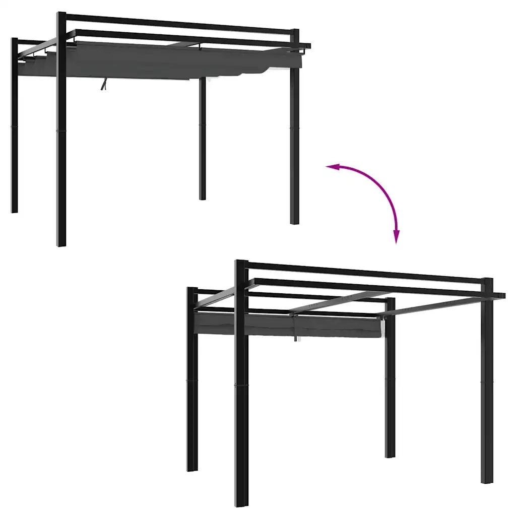 vidaXL Gazebo Giardino con Tetto Retrattile Antracite 3x3 m Alluminio