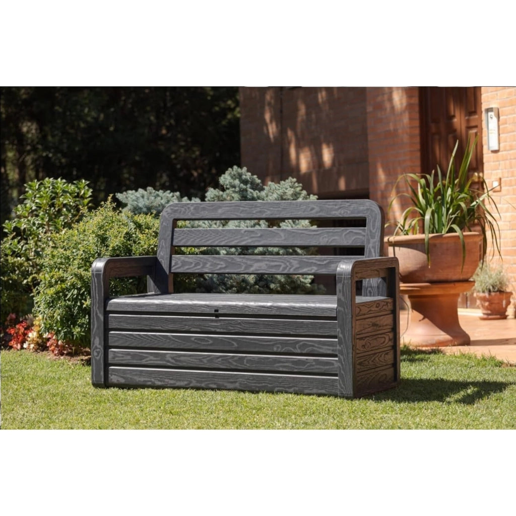 Cassapanca da Esterno Antracite in Resina Effetto Legno 270L132x58x89 h
