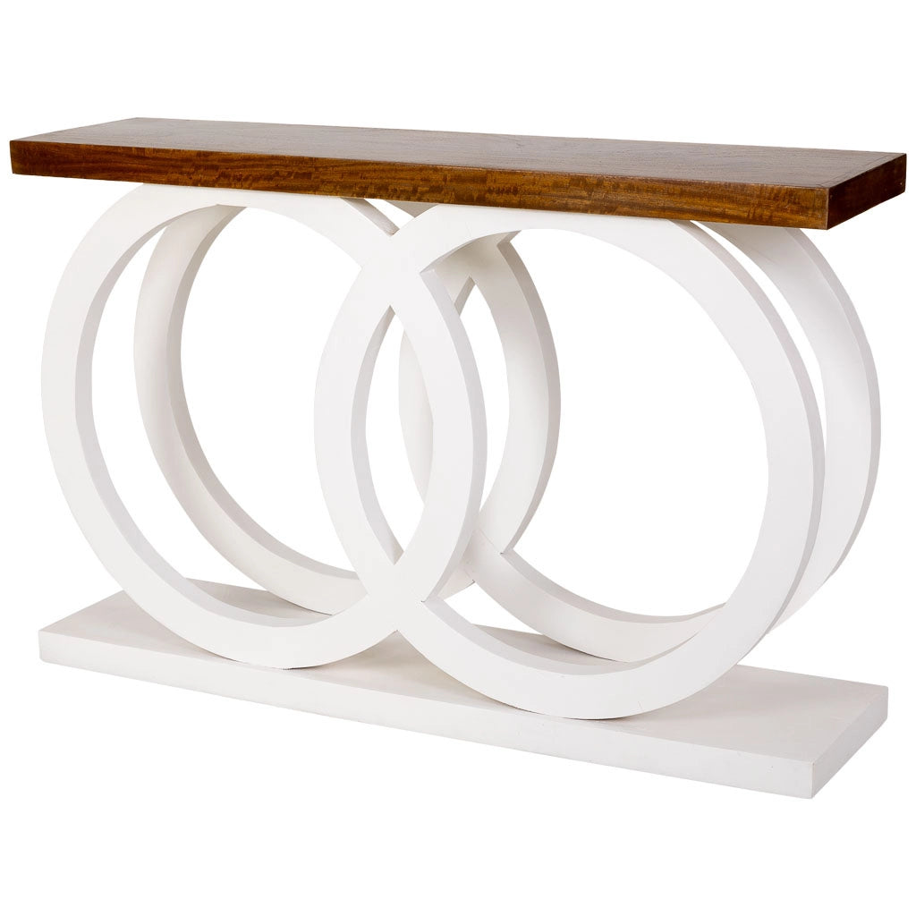 Tavolino da ingresso in legno bianco artigianale 120x30x75h cm