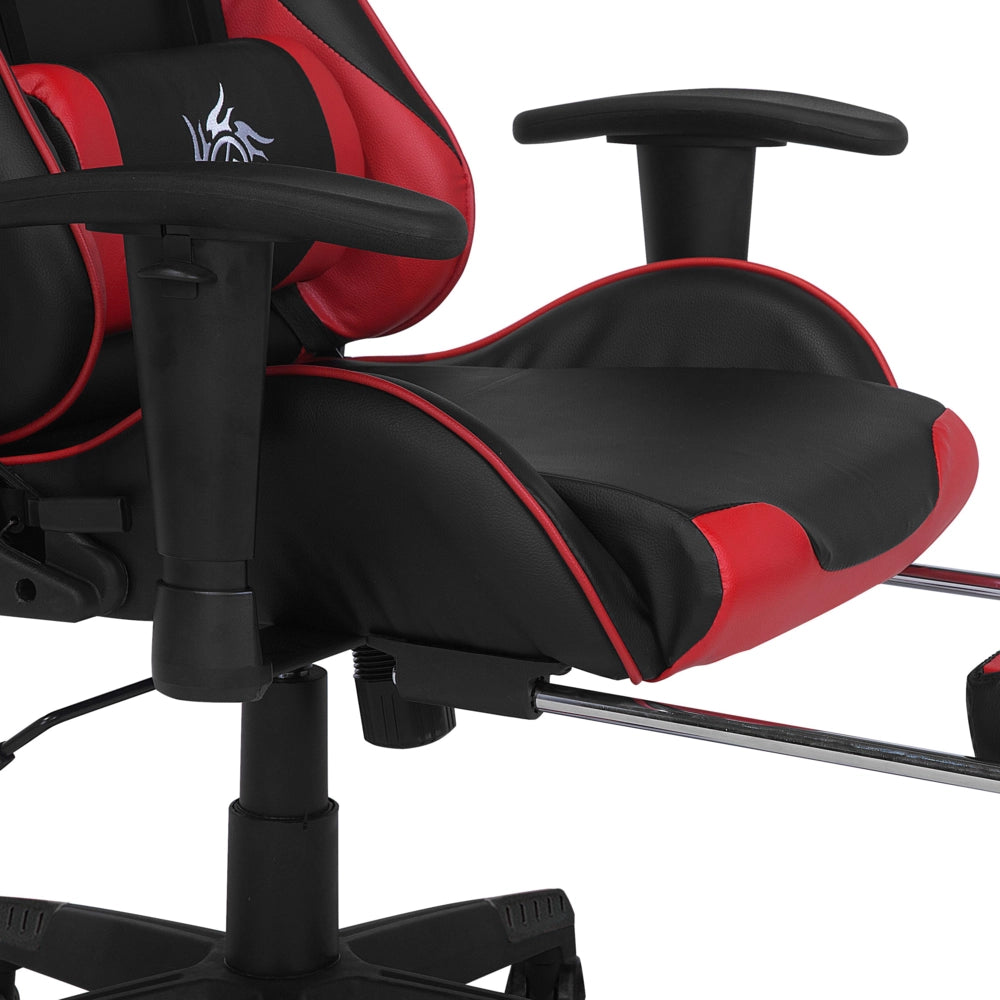 Sedia Gaming Nero Rosso Ecopelle Girevole Regolabile Braccioli e Poggiapiedi Regolabile in Altezza Moderna