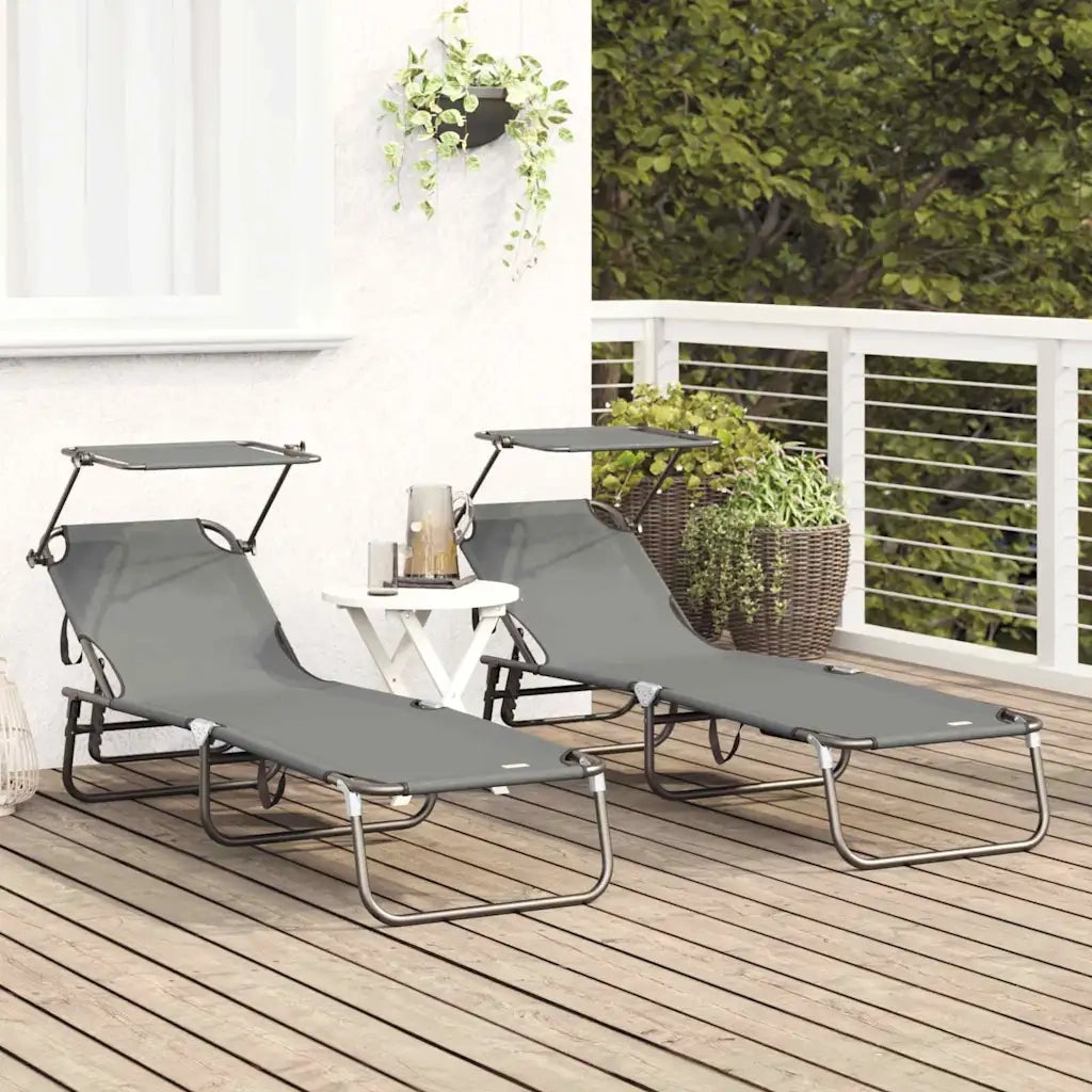 Lettino prendisole pieghevole 2 pcs Grigio 190 x 57 x 81 cm 42003137