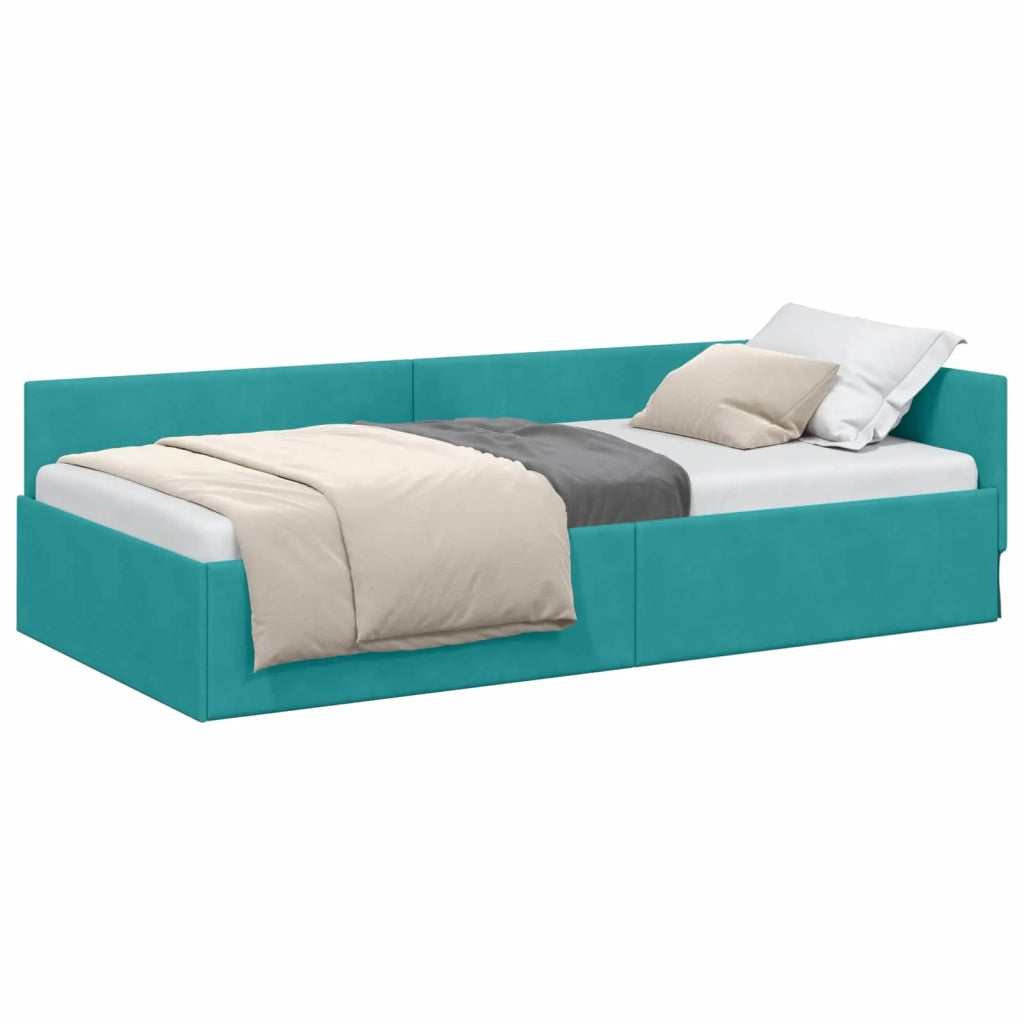 Cornice del letto ad angolo Turchese 80 cm x 200 cm Velluto 42016069
