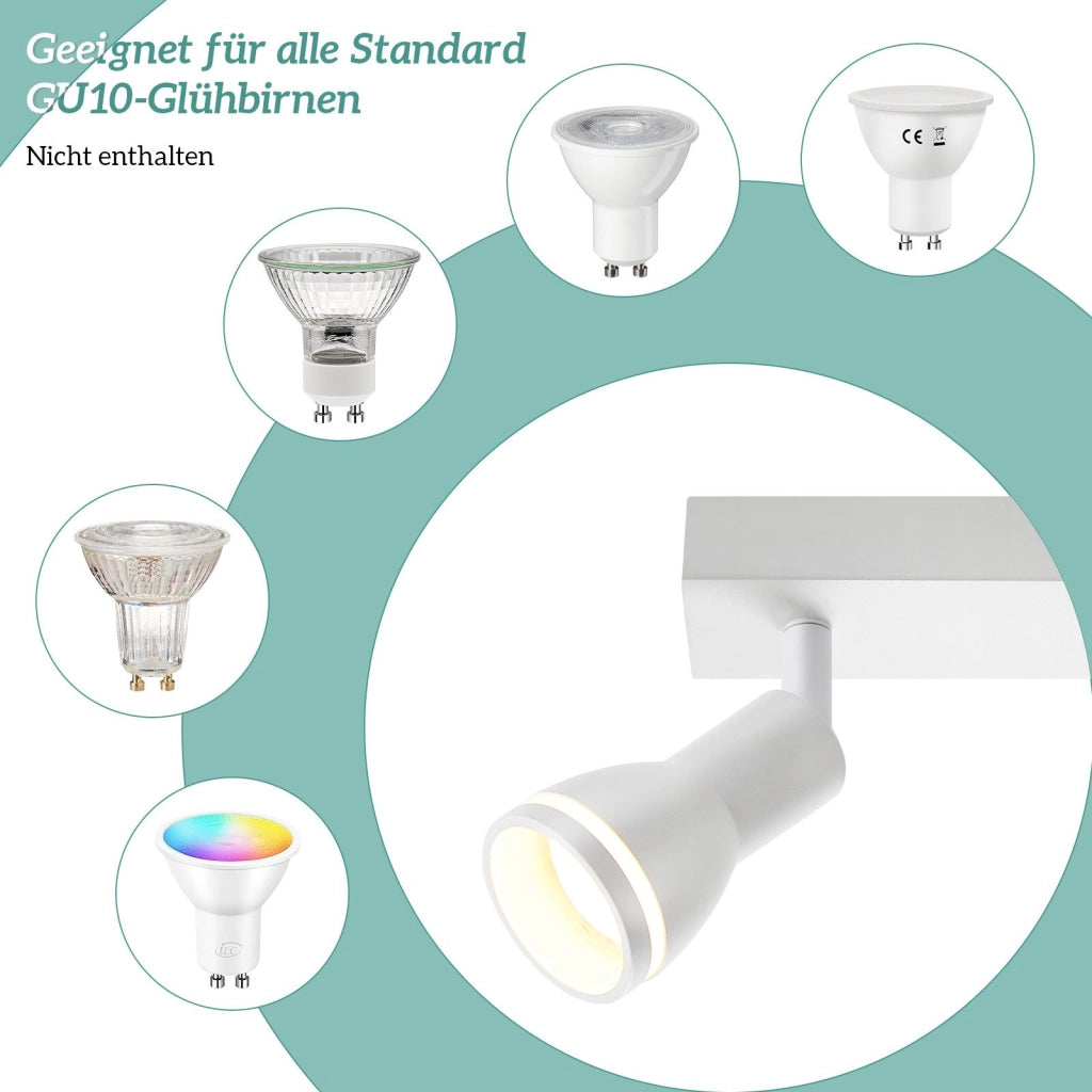 ZMH Faretto da soffitto LED bianchi 2 lampadine GU10 orientabili moderni per soggiorno