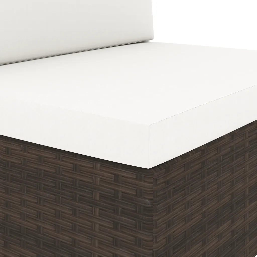Divano Modulare a 3 Posti in Polyrattan Marrone cod mxl 71543