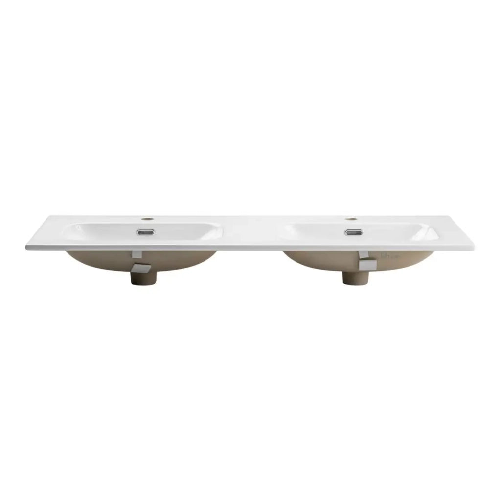 Lavabo da incasso LARGO 120 cm doppio lavabo ceramica bianco lucido design