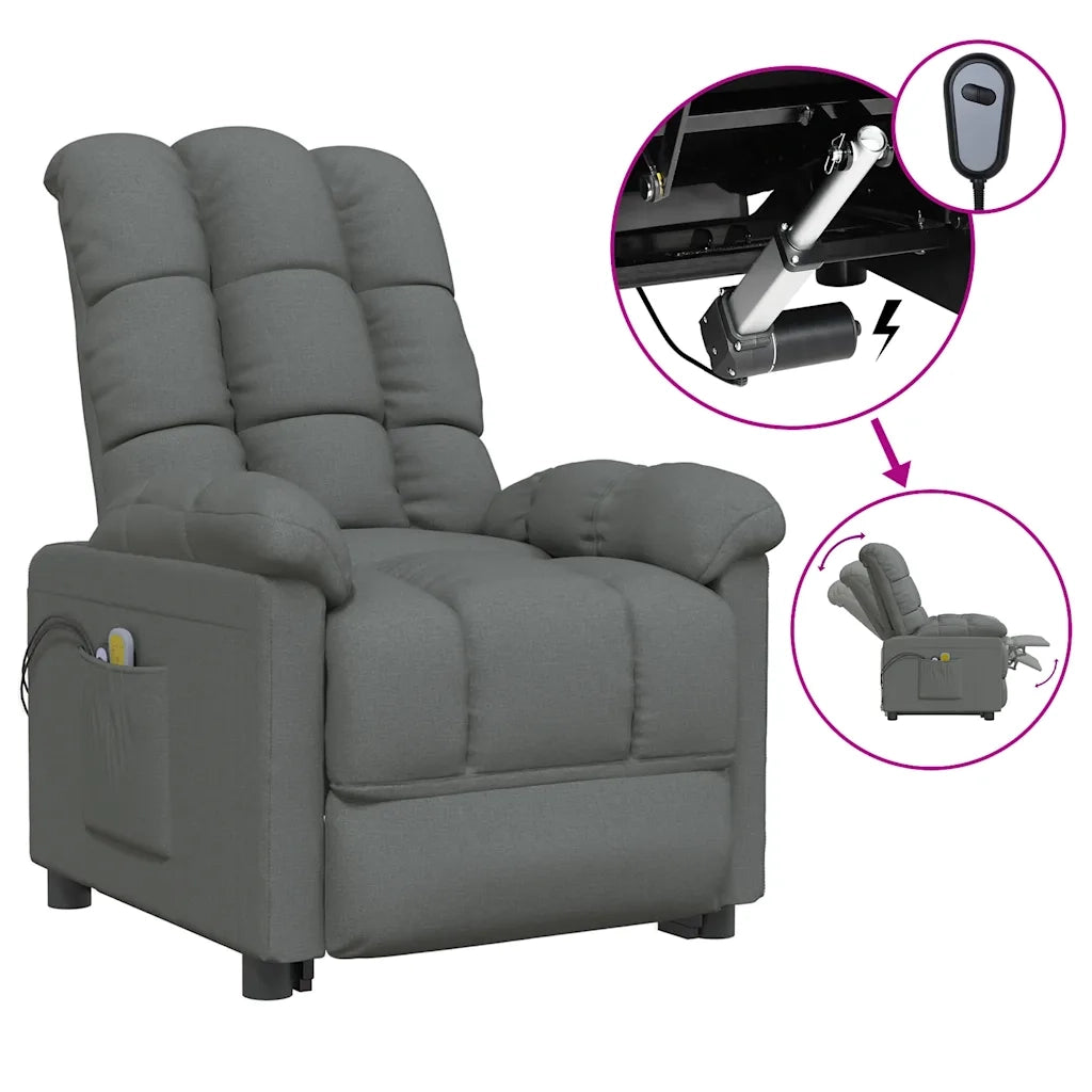 Poltrona Elettrica Massaggiante Grigio Scuro in Tessuto cod mxl 32284