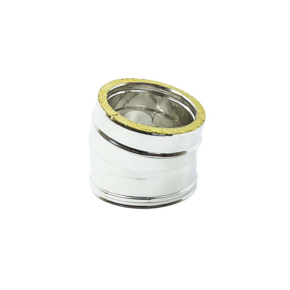 Gomito curva acciaio inox doppia parete di 100 - de 150mm, scegli se  15 gradi