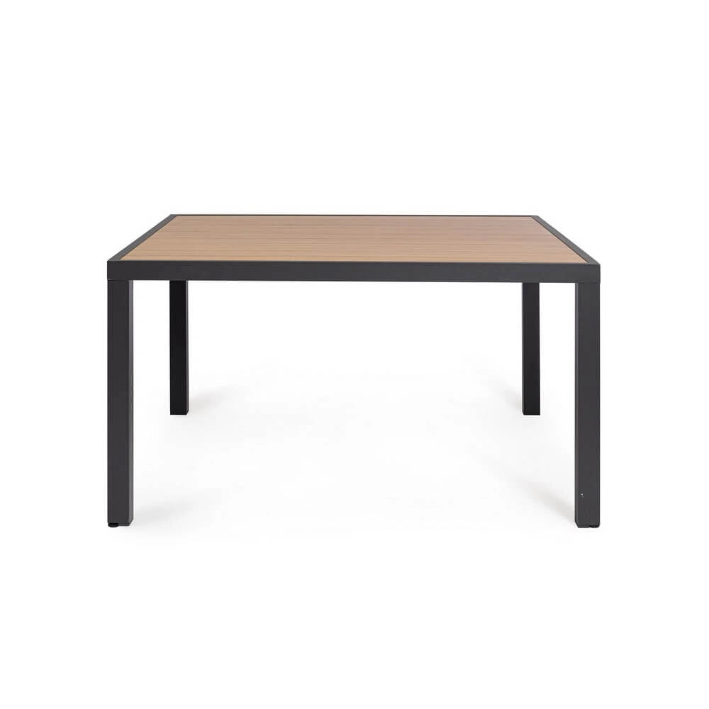 Tavolo da Giardino Quadrato in Alluminio Effetto Legno 136x136 - HALVORN