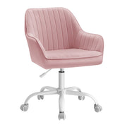 Sedia da ufficio con superficie in velluto sedia girevole seduta ergonomica imbottitura in schiuma altezza regolabile rosa 12_0004851