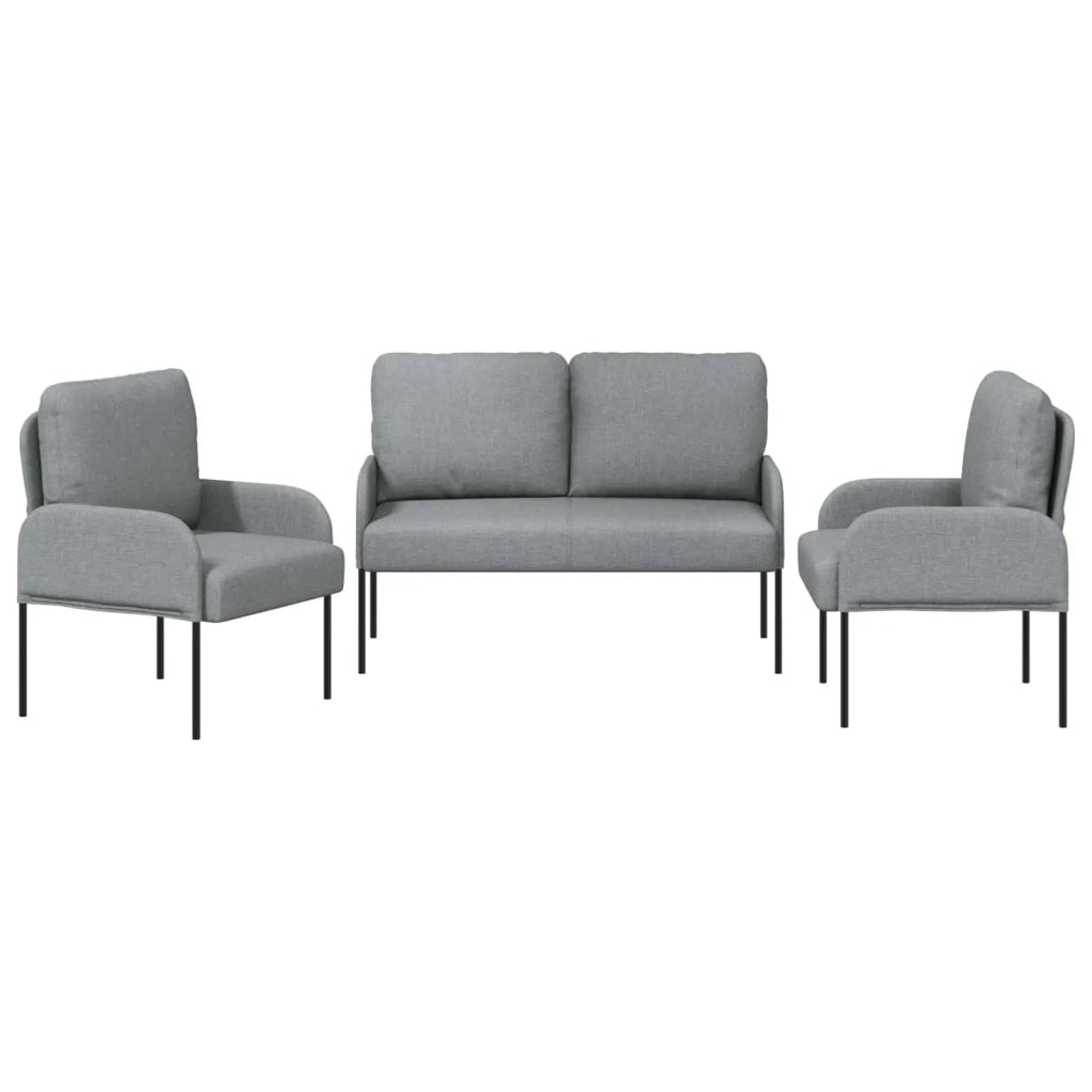 Set divani con cuscino 3 pcs Grigio chiaro 115 x 56 x 80 cm
