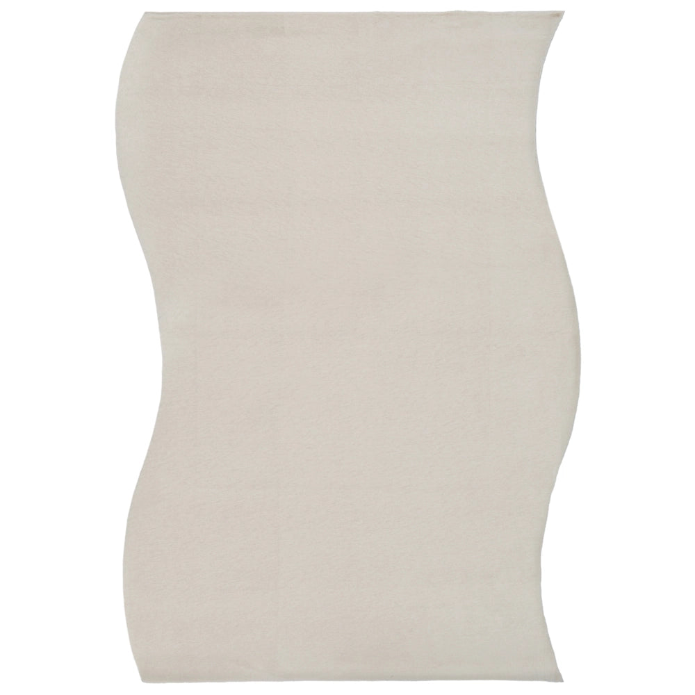 Tappeto Beige Chiaro in Ecopelliccia 160 × 230cm a Pelo Lungo con Retro in Poliestere per Soggiorno e Corridoio Moderni