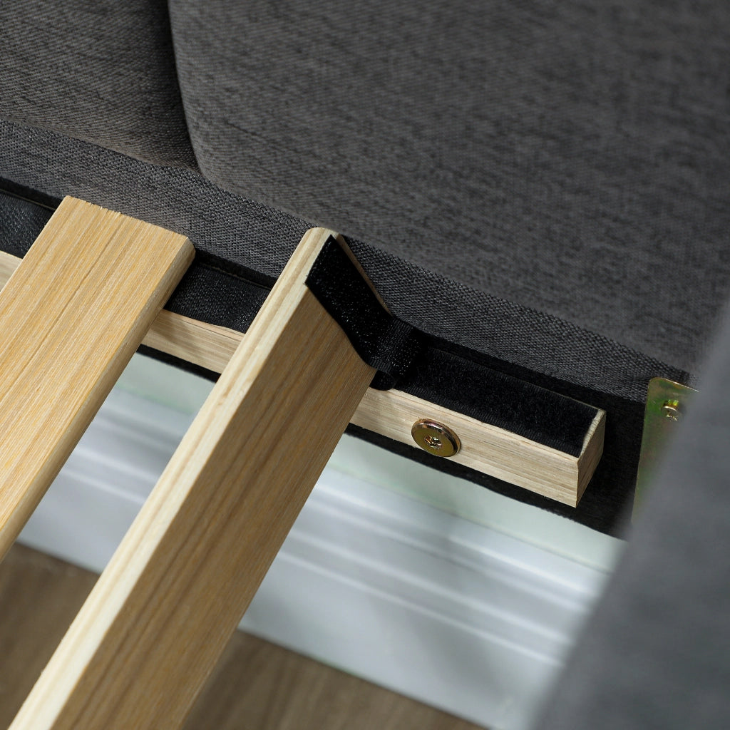 Letto Singolo con Secondo Letto Estraibile 205x181x70 cm Rivestimento in Tessuto e Braccioli Grigio Scuro