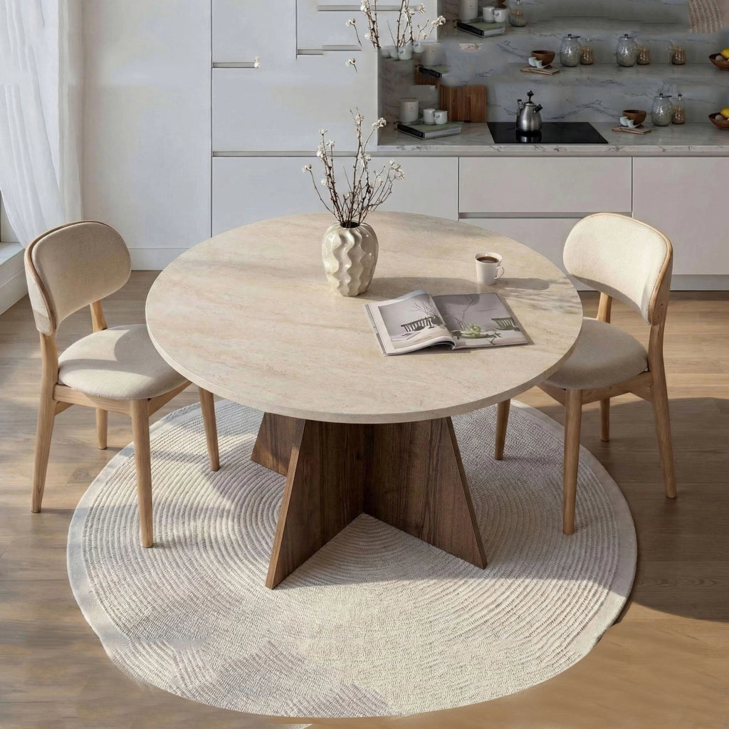 Racale, Tavolo Fisso 4 Posti, 120x120x75h cm Beige Marmo