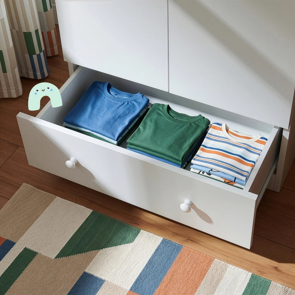 Armadio Beldinupp per Cameretta a 2 Ante e Cassetto 123 x 60 x 40 cm - Bianco [en.casa]