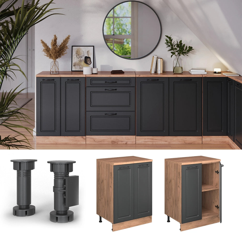 Mobile per mansarda Rion Antracite rustico/Rovere dorato 60 x 83.8 cm senza inclinazione con 2 ante Vicco