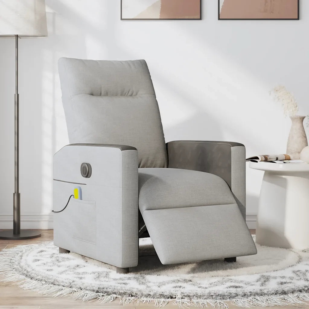 Divano Sedia-Poltrona Reclinabile Massaggio Elettrica Grigio Nuvola Tessuto 394125