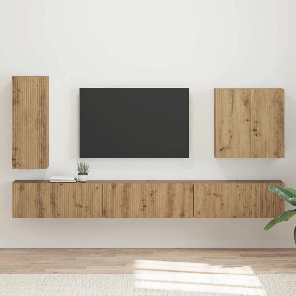 Set di Mobiletto da TV a Parete 6 pcs Rovere artigianale
