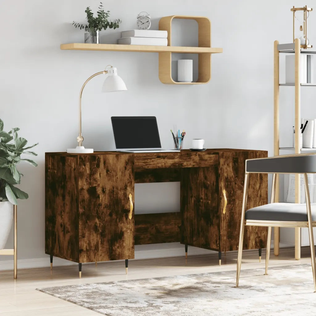 Scrivania | Tavolo da Ufficio Rovere Fumo 140x50x75 cm in Legno Multistrato