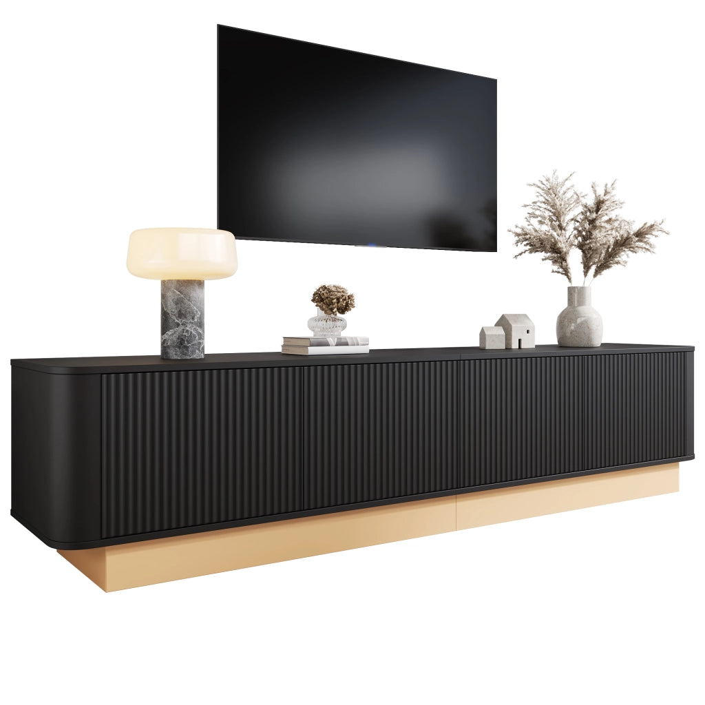 Mobile TV con ante scanalate e ripiani regolabili 200 x 40 x 47;5 cm; MDF nero