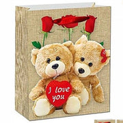 Trade Shop - Set 6 Buste Regalo San Valentino Busta 10.5x26x32cm 63988 Varie Stampe Orso Cuore -