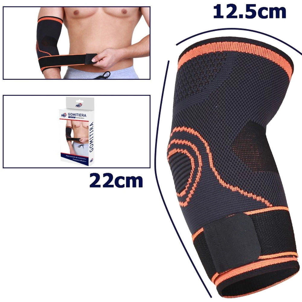 Trade Shop - Coppia Gomitiera Fascia Elastica Supporto Per Gomito Sport Anallergico Arancione -