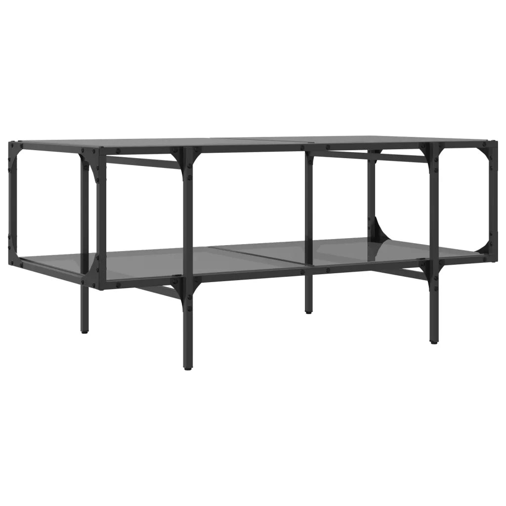 Tavolino da salotto | Tavolino da caff¨¨ | Tavolino da Soggiorno con Piano in Vetro Nero 98,5x50x45 cm Acciaio