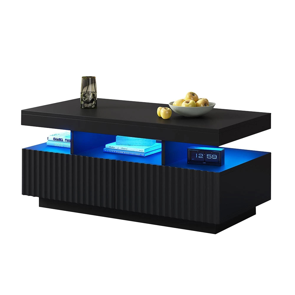 Tavolino LED - Xylo - 100x50cm strisce verticali nero