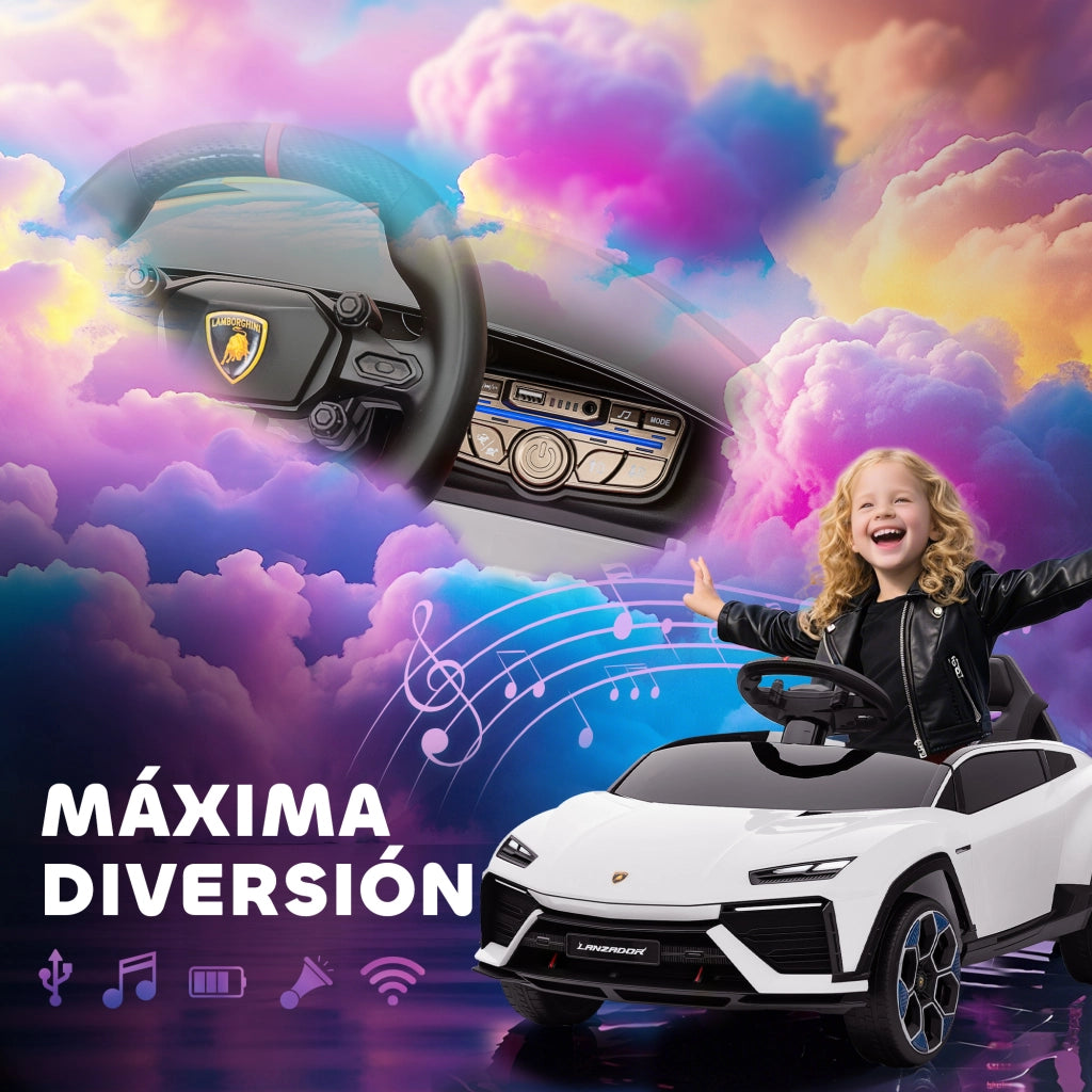 Auto Elettrica Bambini Lamborghini 12V Telecomando ¨C zephmum ¨C Bianco