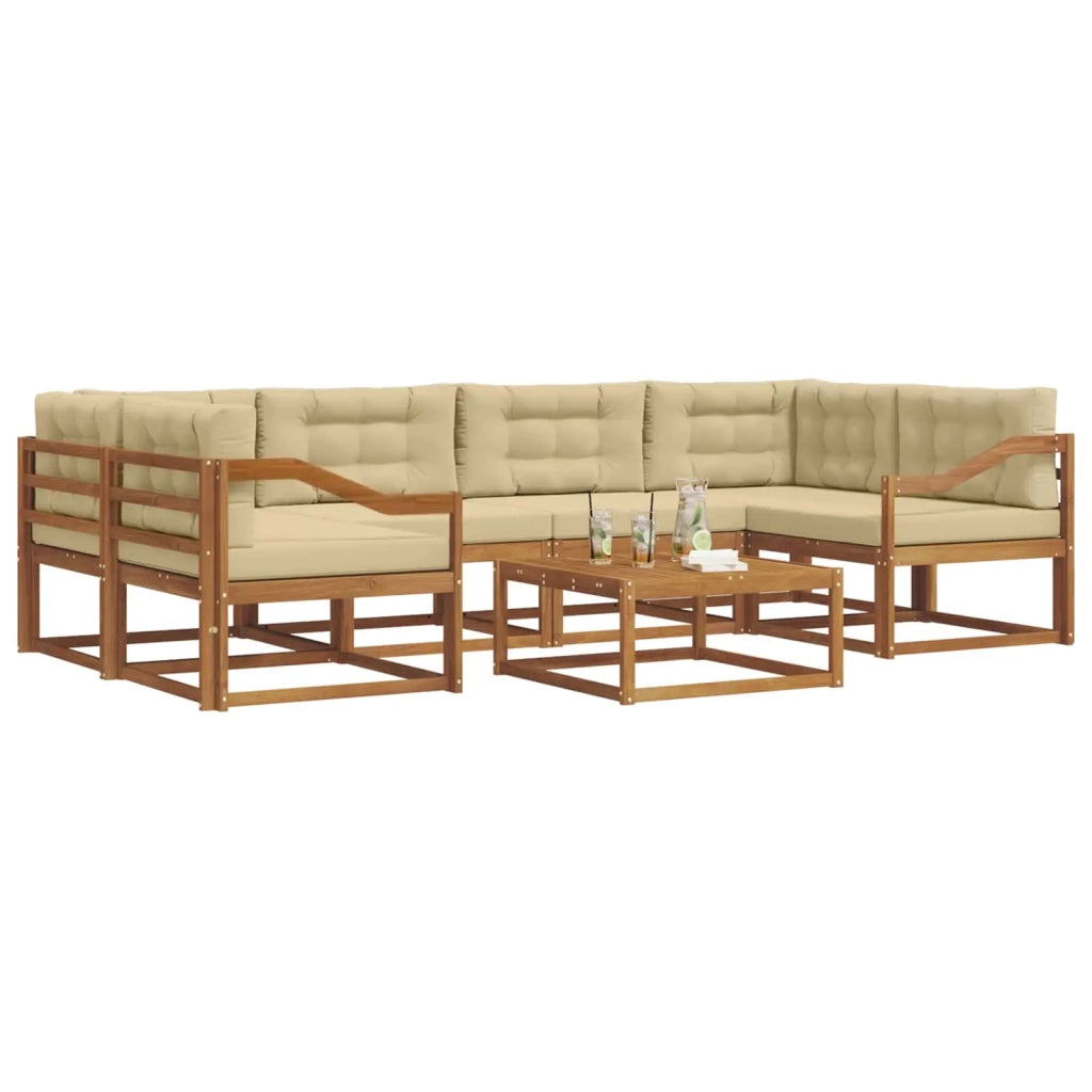 Set di divani da esterno con cuscino 7 pcs Naturale e Beige 3367281