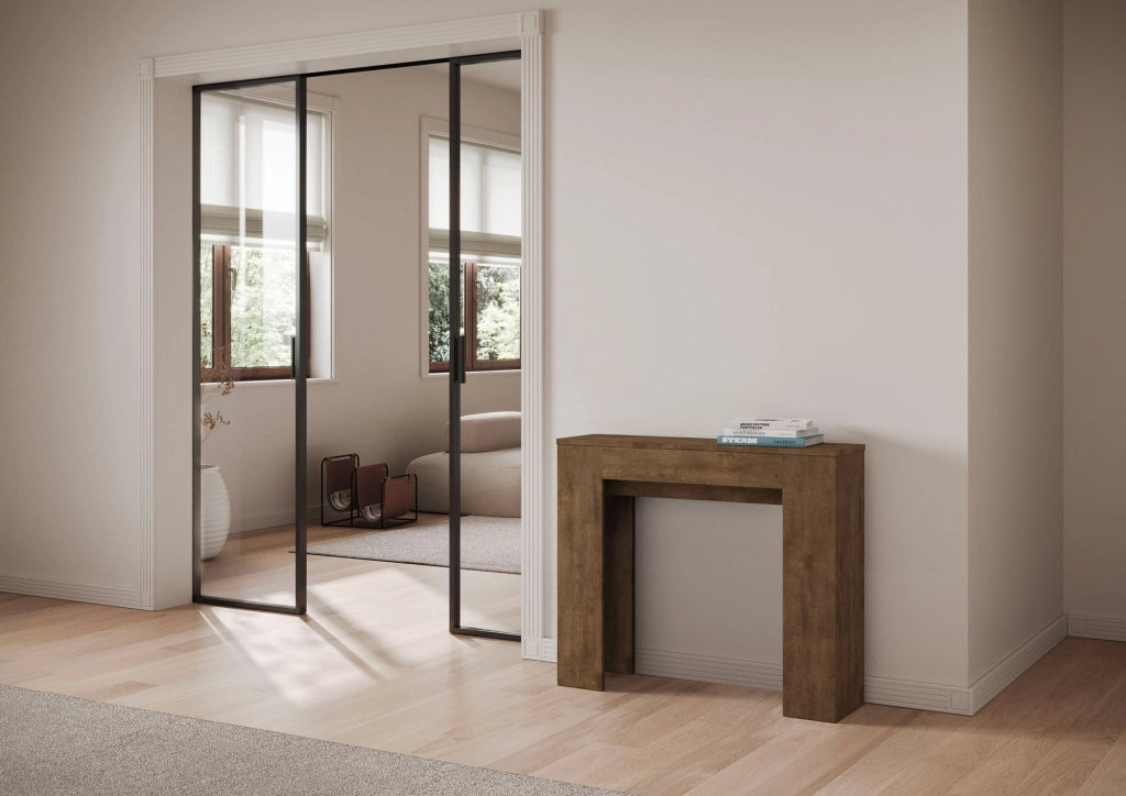 Consolle Allungabile 90x25/181 cm Pannelli in Nobilitato Slick Noce