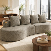 DIVANO in lino 240x109x60 cm khaki con 4 cuscini