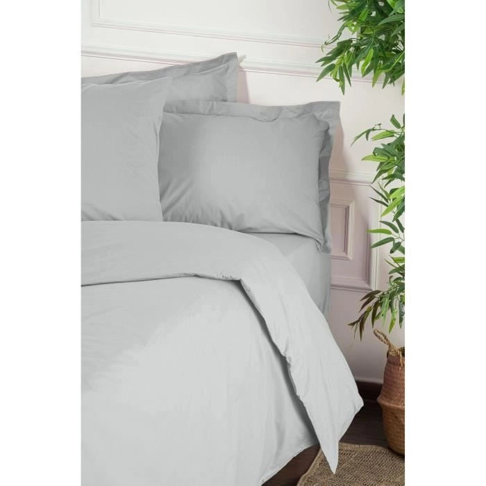 Completo letto - 1 copripiumino 220 x 240 cm + 2 federe 60 x 60 cm - 100% cotone rinforzato - Grigio