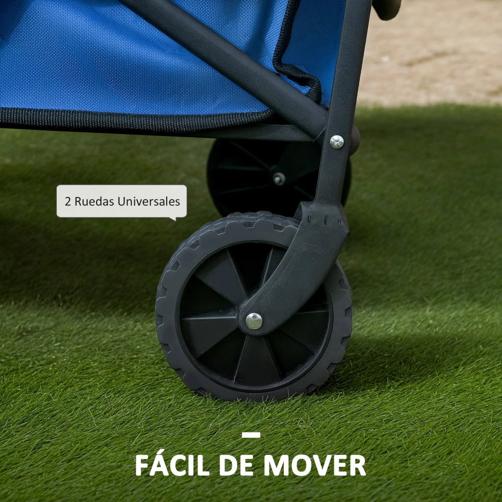 Carrello da Giardino Pieghevole ¨C Xylo ¨C Blu con Ruote e Manico Telescopico 64x42x27 cm