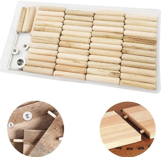 Puntoni in legno 6 mm 100 pezzi - 2 puntoni e 1 livello di assestamento con chiave a stella
