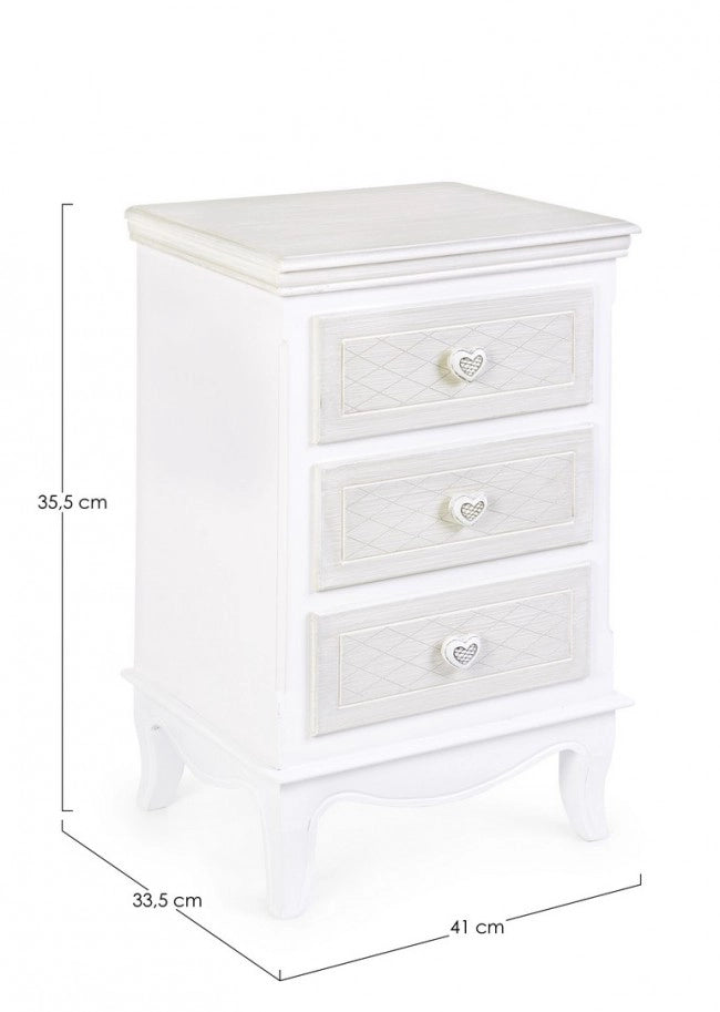 Cassettiera Legno Bianco Stile Romantico da Interno - CAROLINE