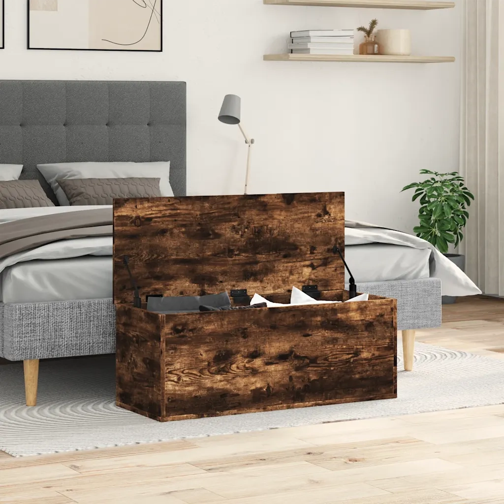 vidaXL Contenitore Portaoggetti Rovere Fumo 90x35x35 cm in Truciolato