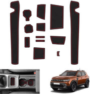 Antislipmattone per Dacia Duster 3 2024-2025, Mattoncini in gomma per Dacia Duster III a partire dal 2024 - Antislipmattone per console centrale, Portabibite Deurnaadmatten, Accessori per Dacia Duster 3 (Rosso)