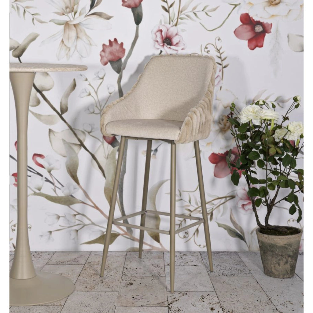 Set di 2 Sgabelli Alti VKH881, Beige, Poliestere, 52x46x111 cm