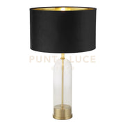 Lampada da tavolo Oxford - Vetro, metallo ottone e paralume in velluto nero