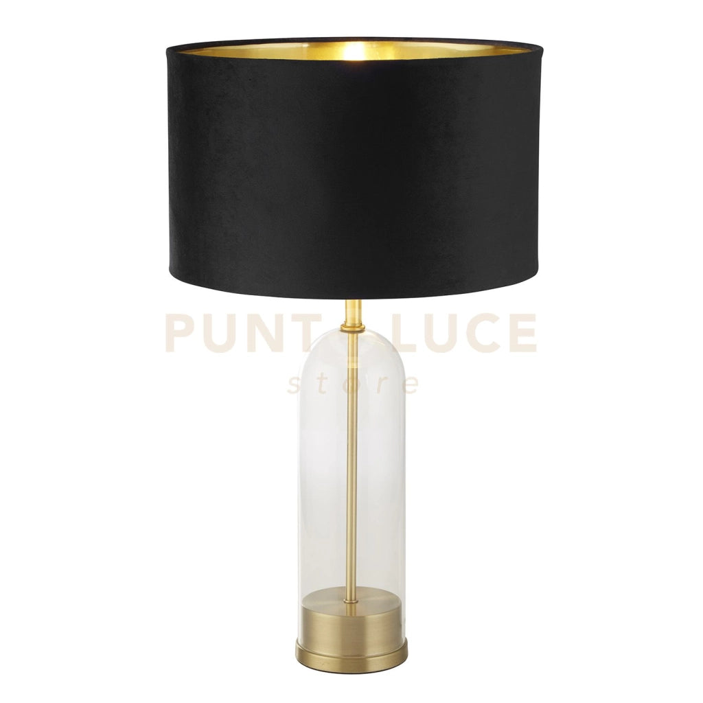 Lampada da tavolo Oxford - Vetro, metallo ottone e paralume in velluto nero