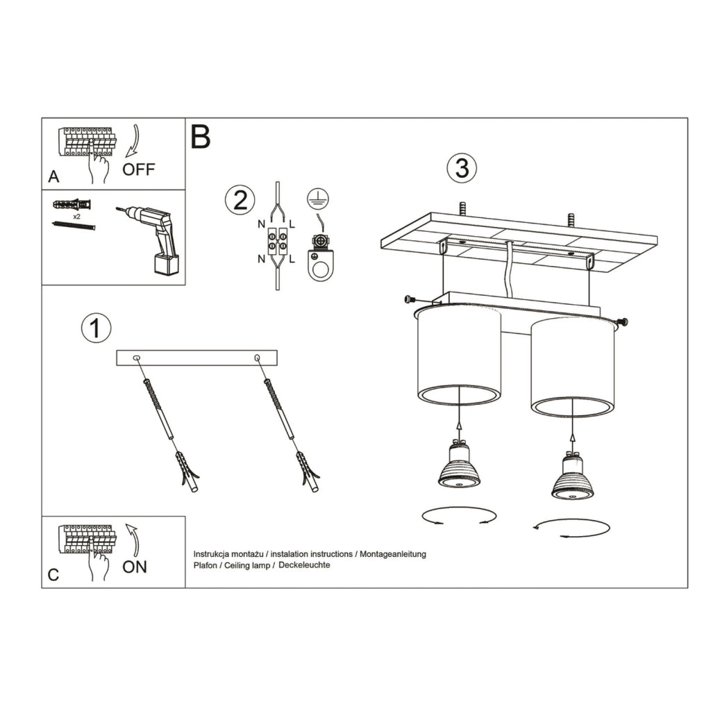 Faretto soffitto RONDEO 2 luci nero Pure Lume GU10