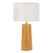Lampada da tavolo GLISS in ceramica senape e tessuto