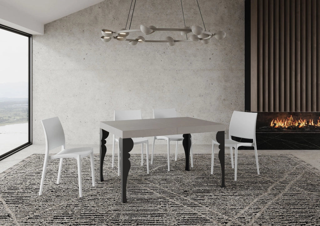 Tavolo allungabile 200/304x90 cm Paxon Premium bianco frassino gambe antracite