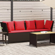 Divano da Giardino con Cuscini-Sofa da Giardino-Divano da esterno in Polyrattan Marrone 475377